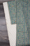 Cream and Rama Colour Silk Cotton Unstitched Dress Material -Dress Material- Just Salwars