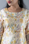 Cream and Yellow Colour Silk Cotton Straight Cut Salwar Suit -Salwar Suit- Just Salwars