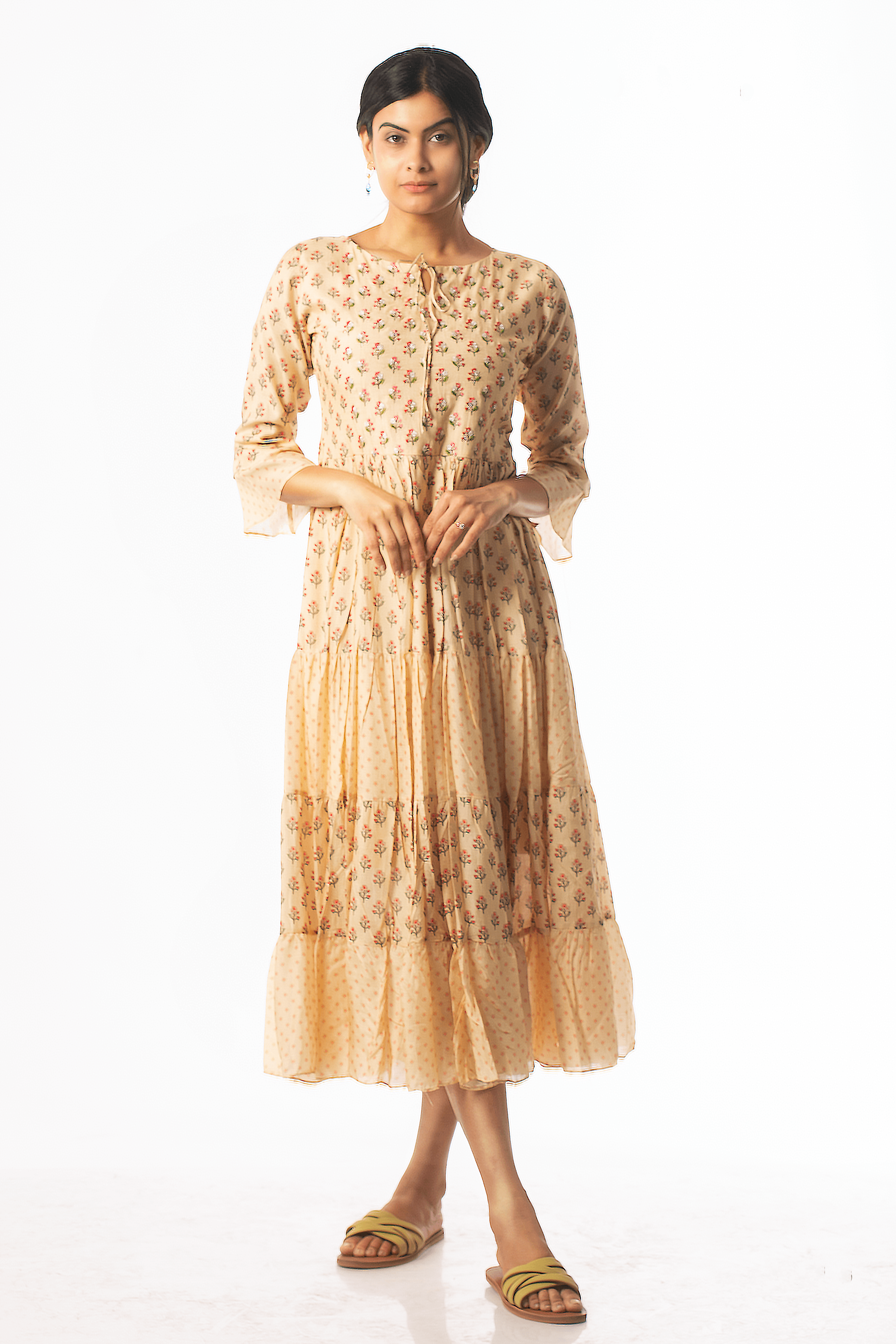 Cream Colour Anarkali Gown -Gown- Just Salwars