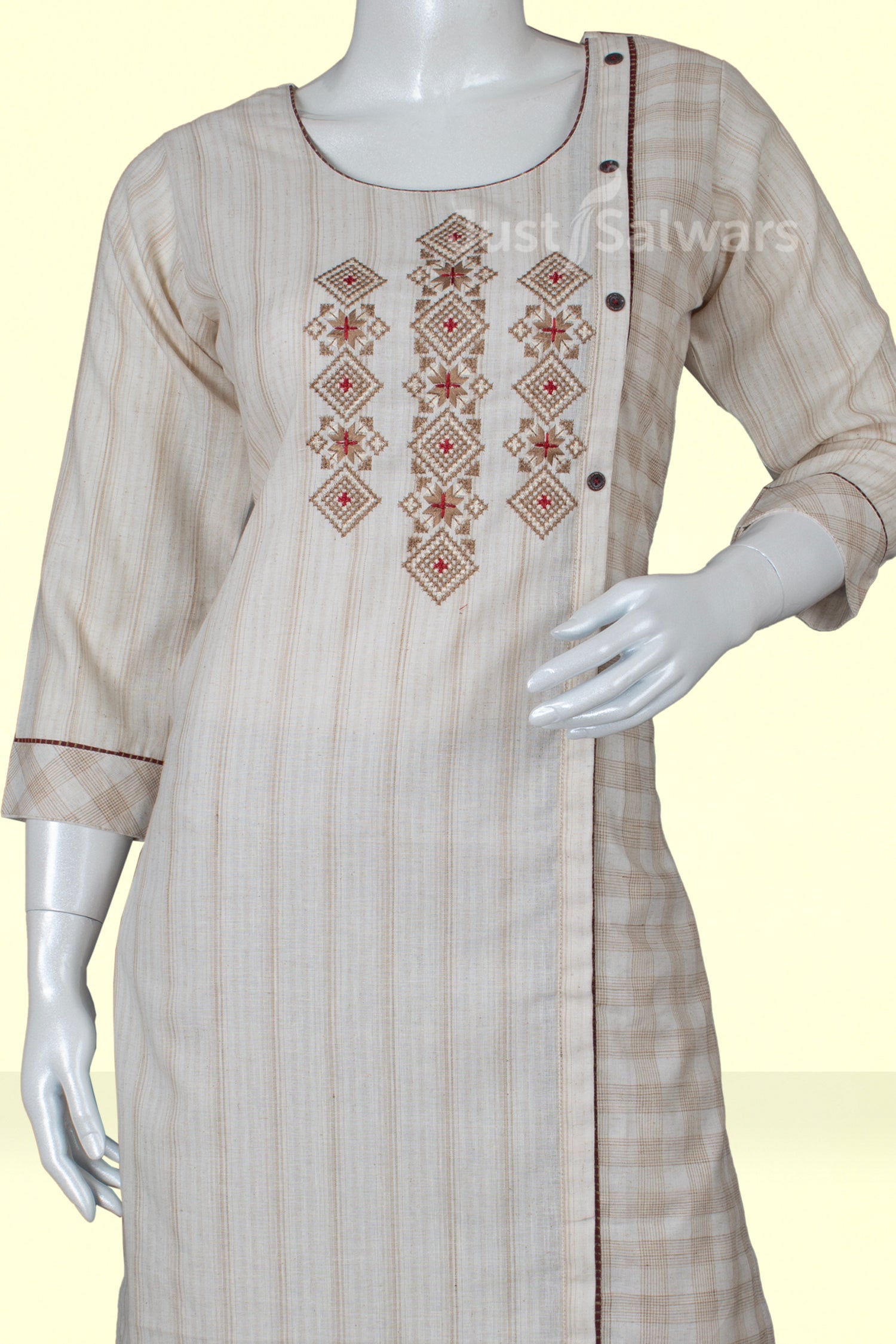 Cream Colour Kurti -Kurti- Just Salwars