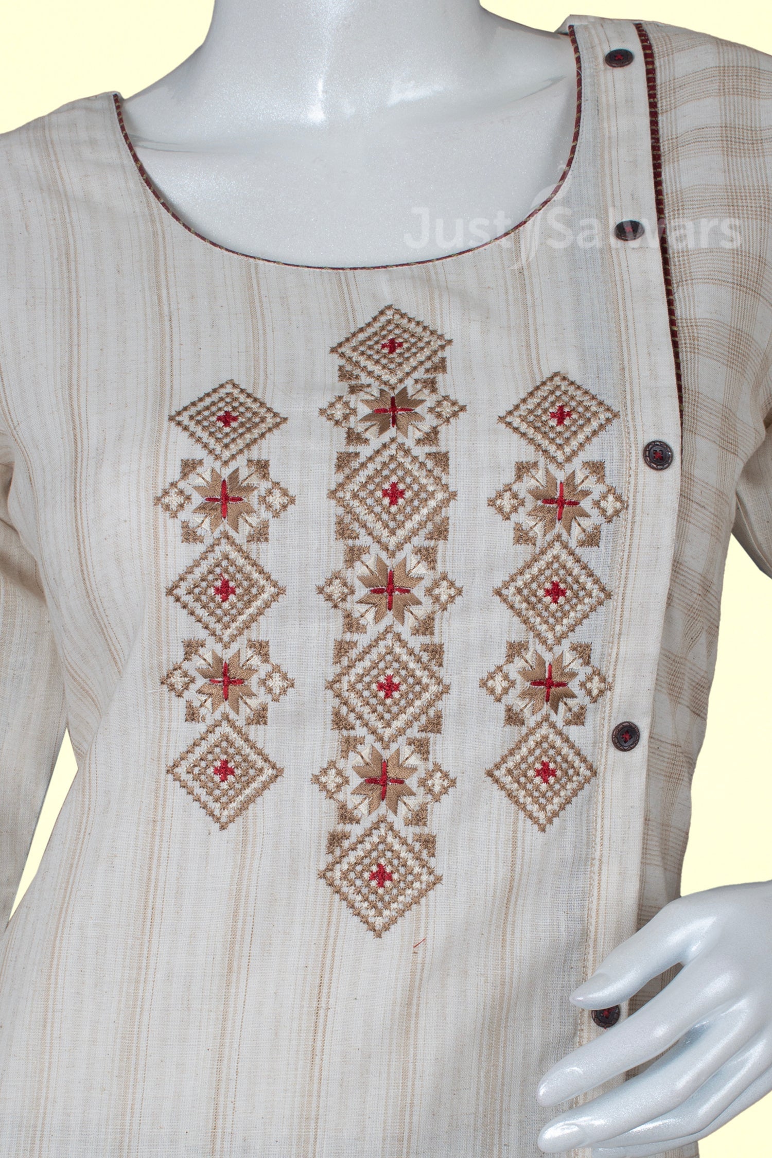Cream Colour Kurti -Kurti- Just Salwars