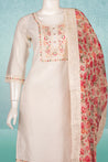 Cream Colour Straight Cut Salwar Suit -Salwar Suit- Just Salwars