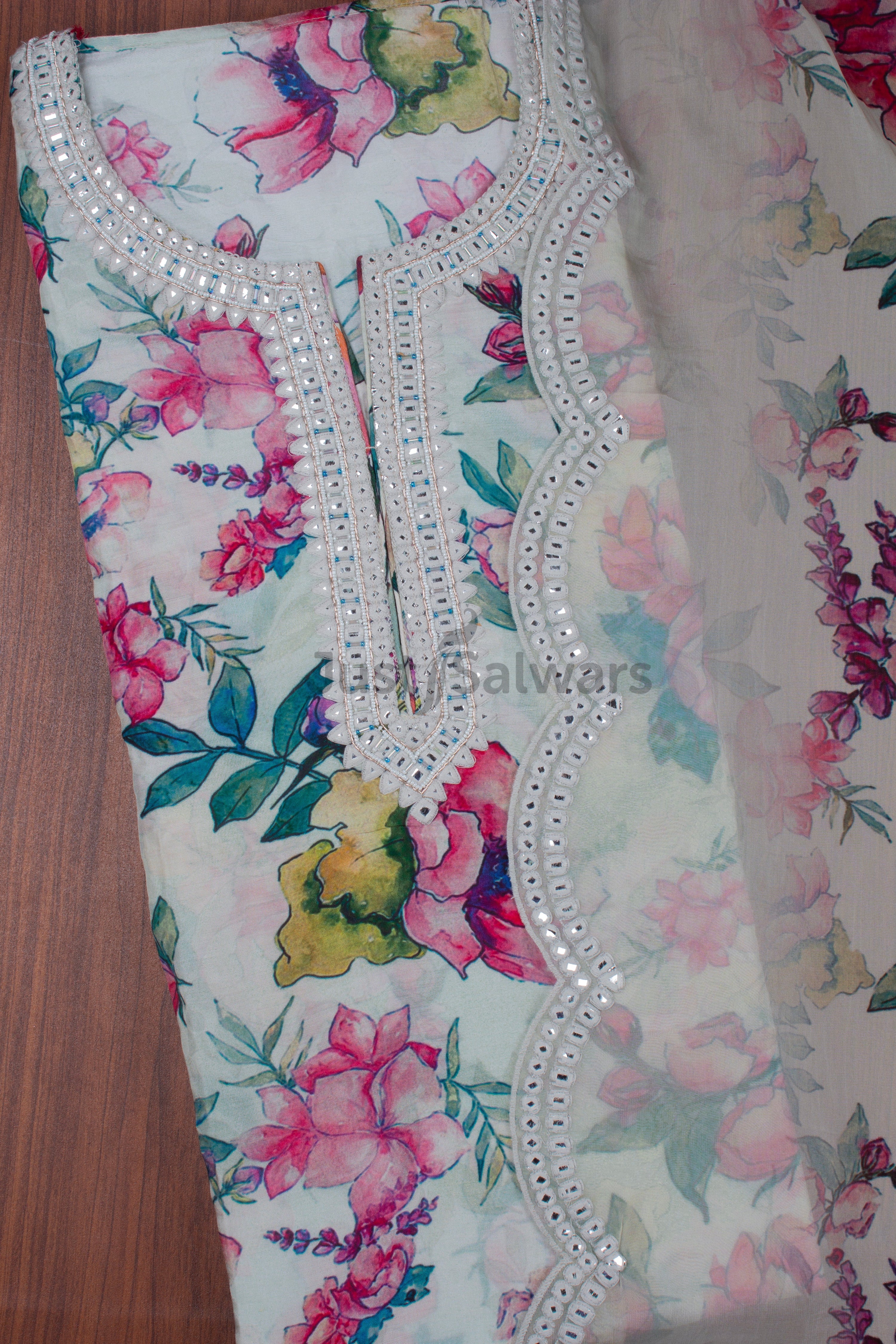 Cream Colour Unstitched Dress Material -Dress Material- Just Salwars
