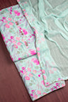 Cyan Blue Colour Unstitched Dress Material -Dress Material- Just Salwars