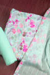 Cyan Blue Colour Unstitched Dress Material -Dress Material- Just Salwars