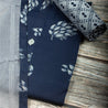 Dark Blue and Ash Colour Silk Cotton Dress Material -Dress Material- Just Salwars