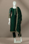 Dark Green Colour Straight Cut Salwar Suit -Salwar Suit- Just Salwars