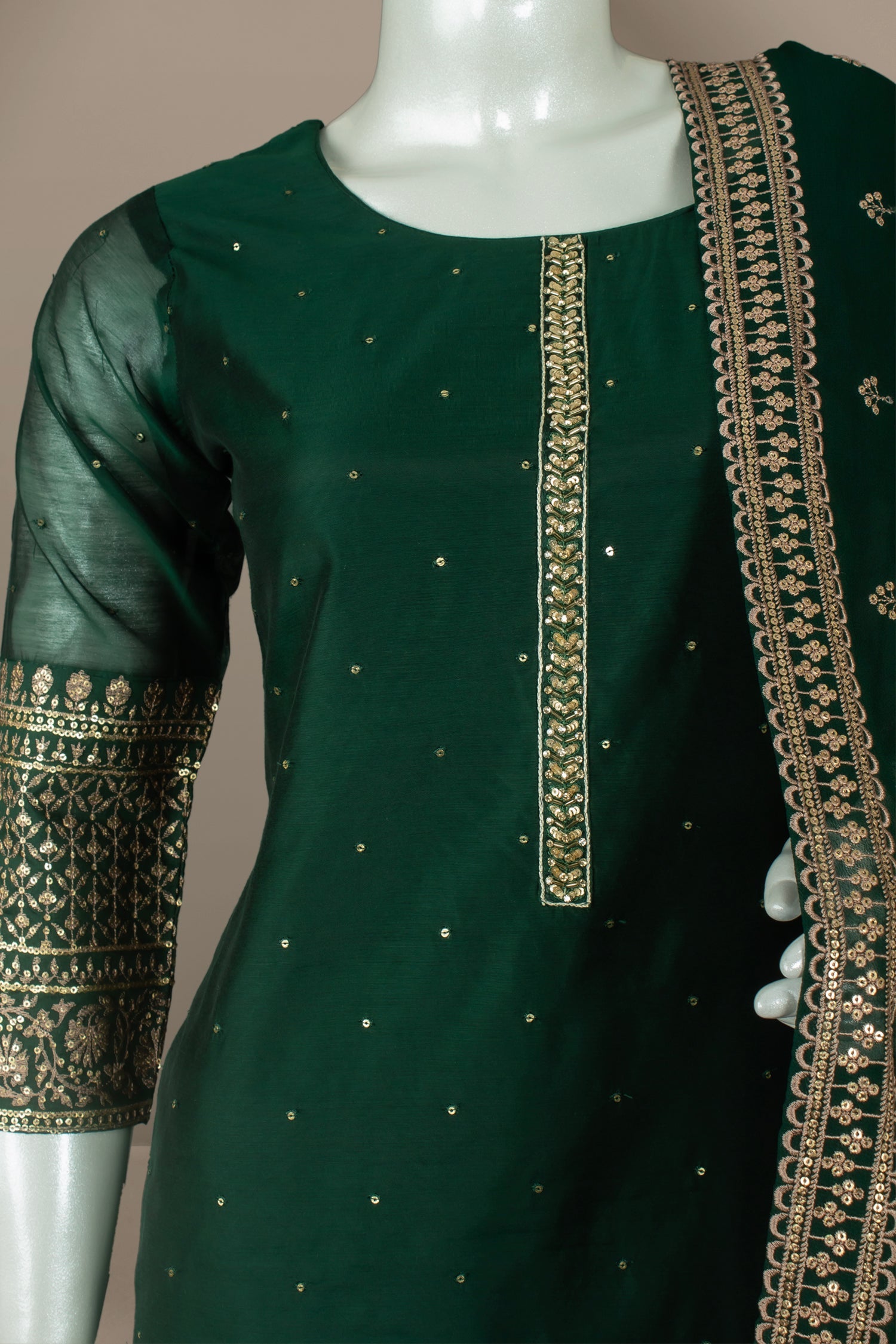 Dark Green Colour Straight Cut Salwar Suit -Salwar Suit- Just Salwars