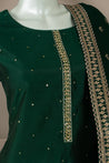 Dark Green Colour Straight Cut Salwar Suit -Salwar Suit- Just Salwars