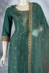 Green Colour Muslin Straight Cut Salwar Suit -Salwar Suit- Just Salwars