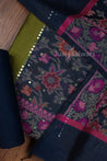 Green Colour Silk Cotton Dress Material with Handloom Dupatta -Dress Material- Just Salwars