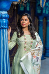 Green Colour Unstitched Dress Material -Dress Material- Just Salwars