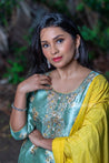 Green Colour Unstitched Dress Material -Dress Material- Just Salwars