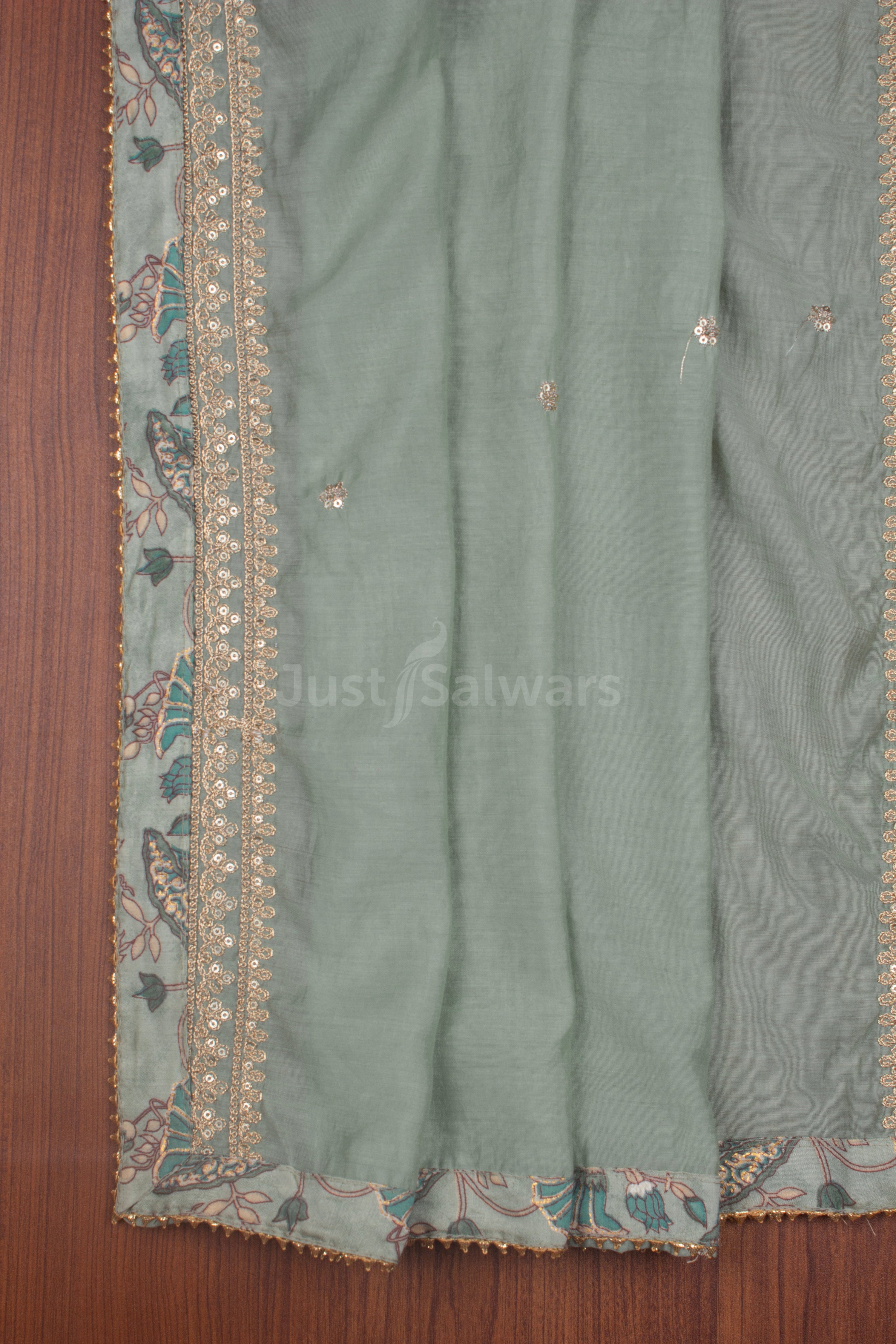 Green Colour Unstitched Dress Material -Dress Material- Just Salwars