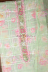 Green Colour Unstitched Dress Material -Dress Material- Just Salwars