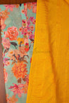 Green Colour Unstitched Dress Material -Dress Material- Just Salwars