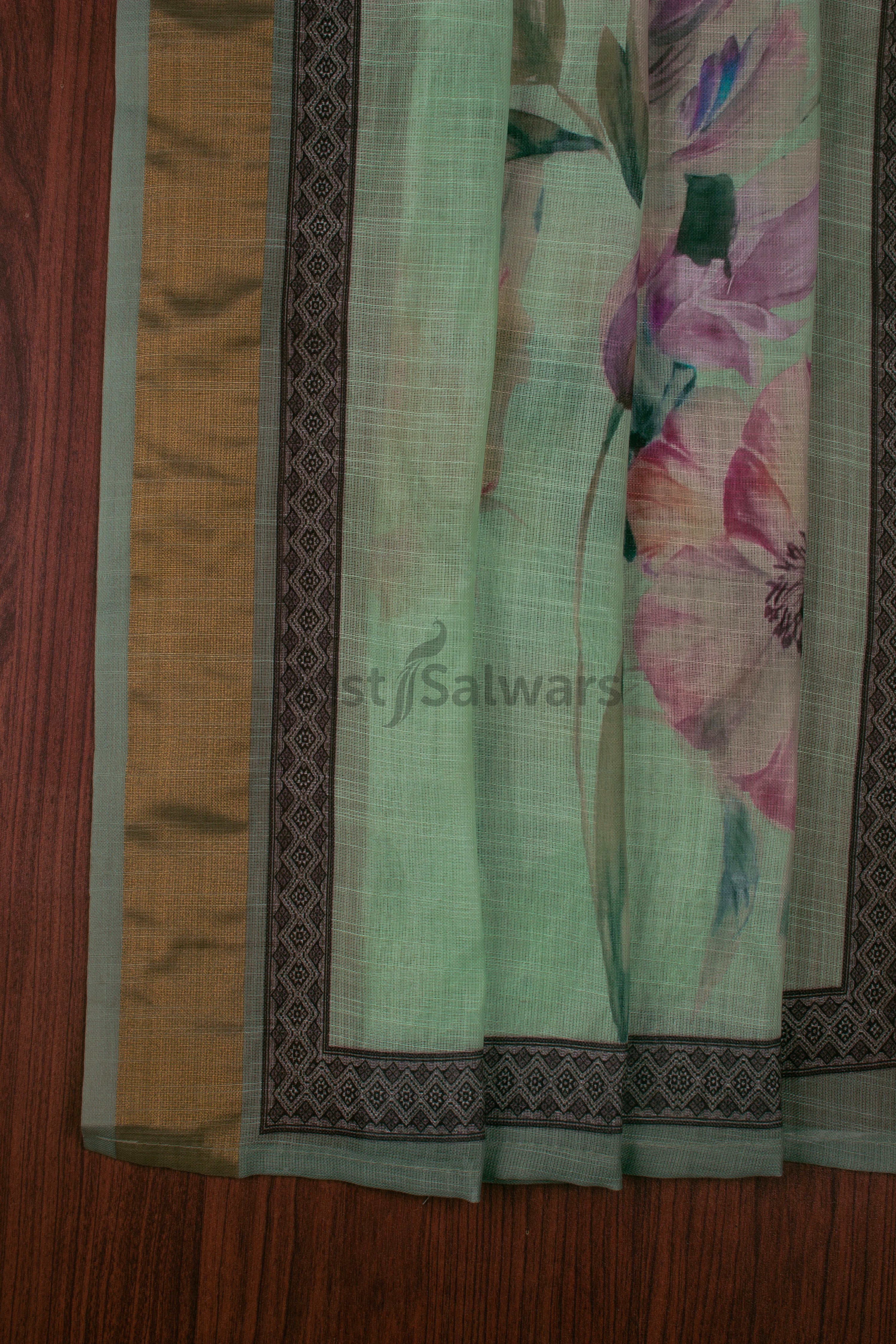 Green Colour Unstitched Dress Material -Dress Material- Just Salwars