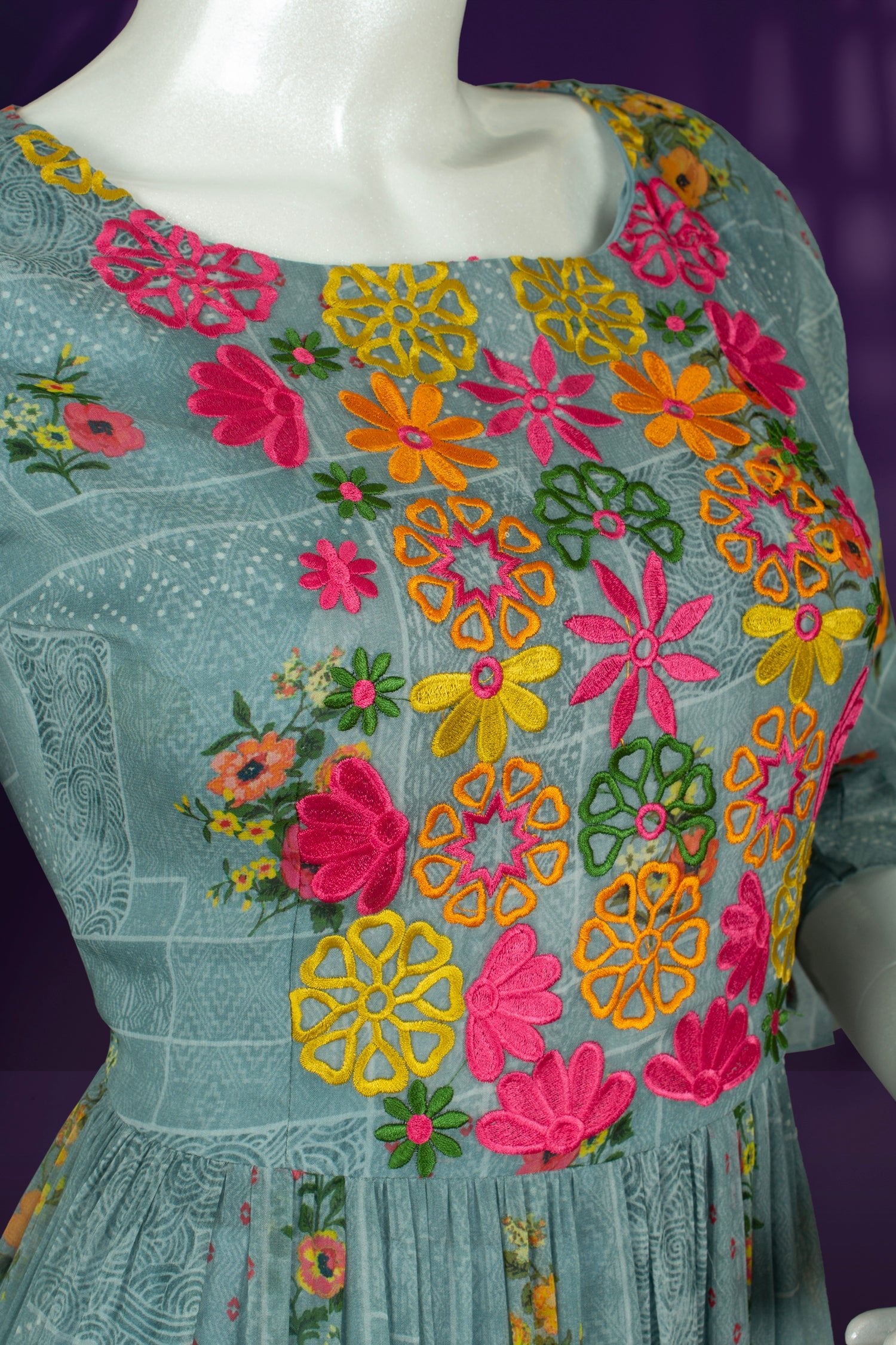 Grey Colour Anarkali Gown -Gown- Just Salwars