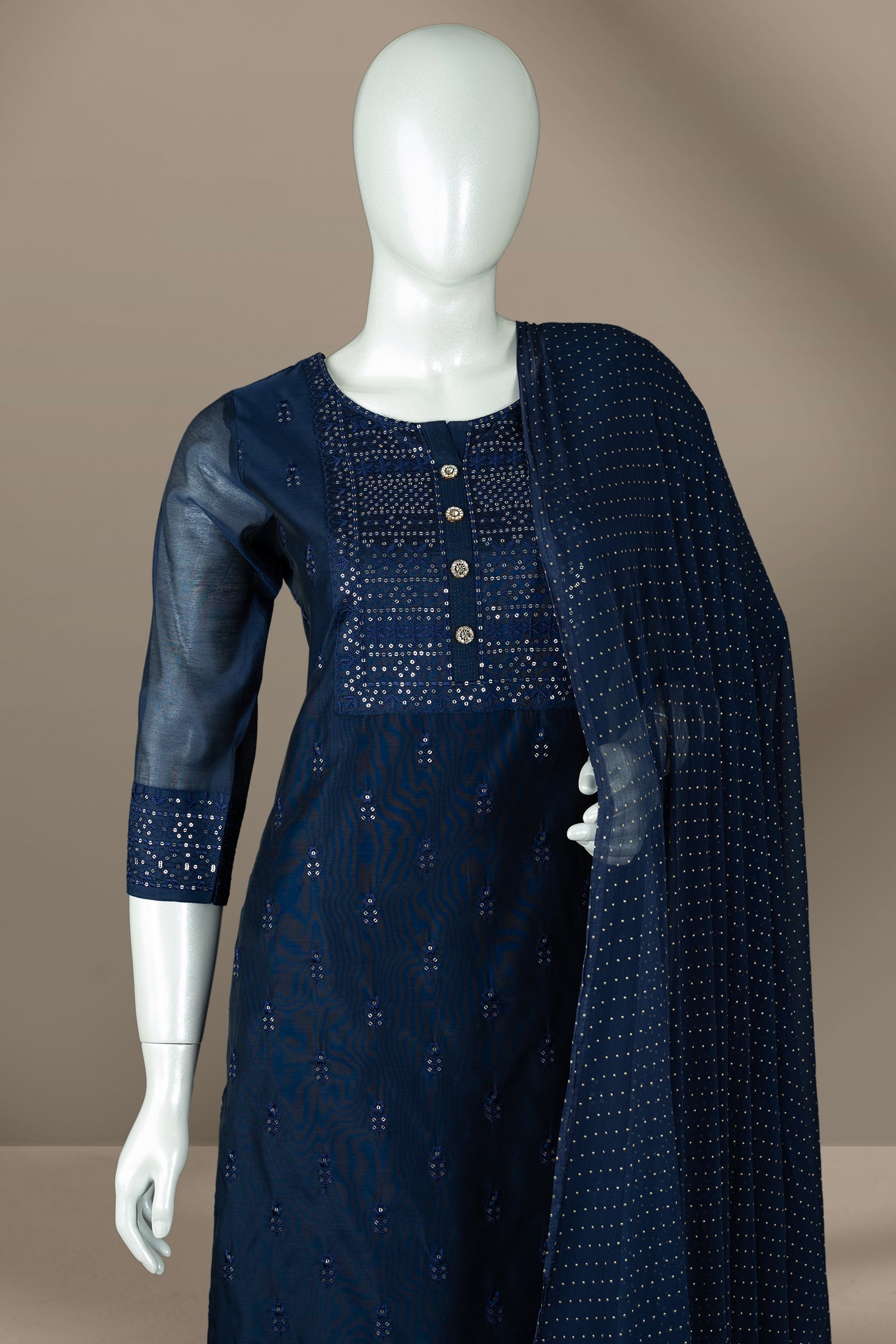 Ink Blue Colour Straight Cut Salwar Suit -Salwar Suit- Just Salwars