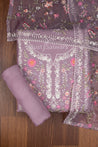 Lavender Colour Muslin Dress Material -Dress Material- Just Salwars