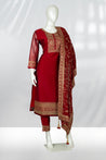 Maroon Colour Straight Cut Salwar Suit -Salwar Suit- Just Salwars