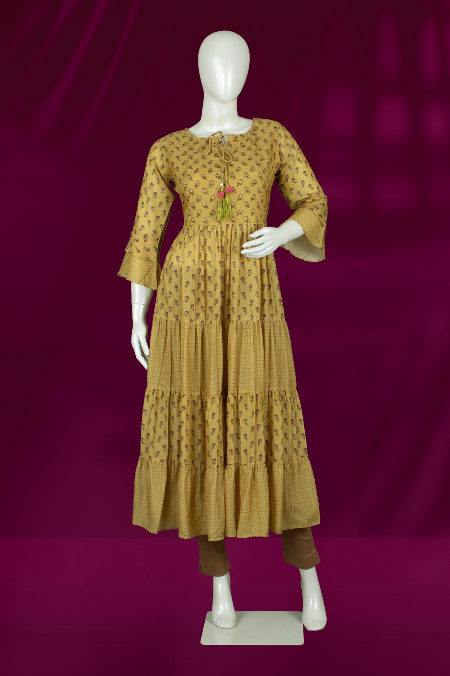 Mustard Colour Anarkali Gown -Gown- Just Salwars