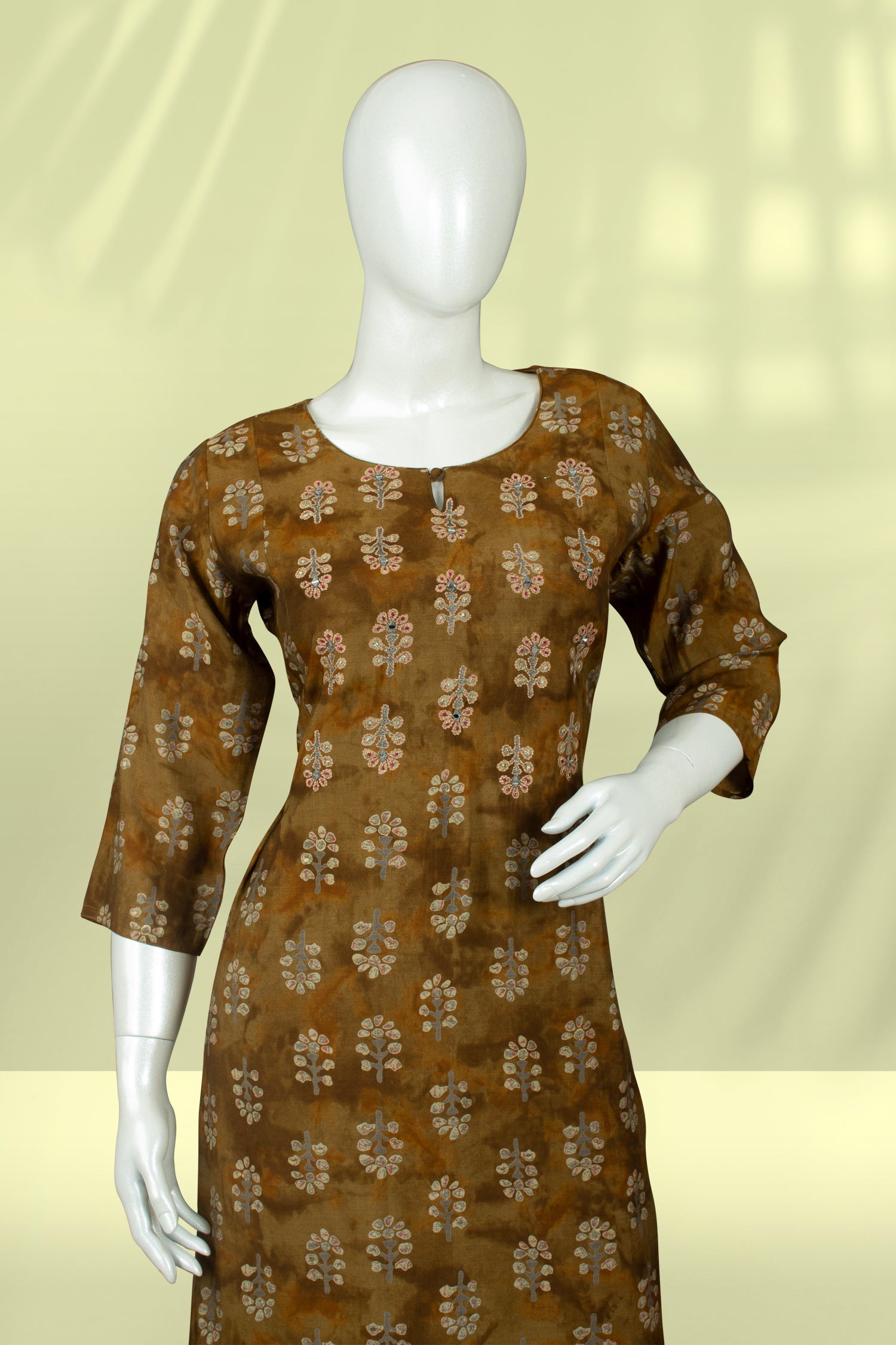 Mustard Green Colour Kurti -Kurti- Just Salwars