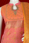 Peach and Orange Colour Straight Cut Salwar Suit -Salwar Suit- Just Salwars