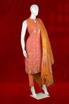 Peach and Orange Colour Straight Cut Salwar Suit -Salwar Suit- Just Salwars