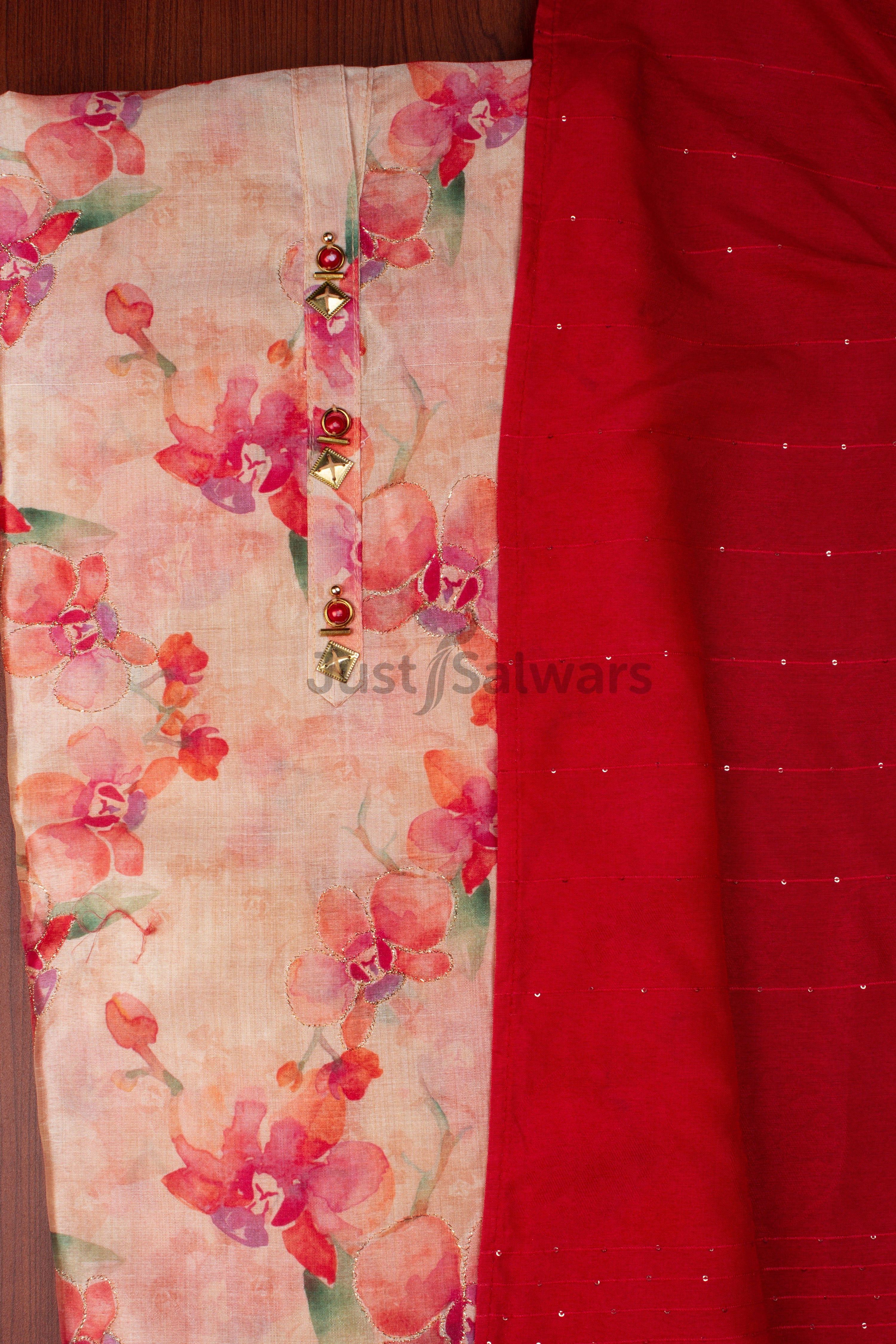 Peach Colour Dress Material -Dress Material- Just Salwars