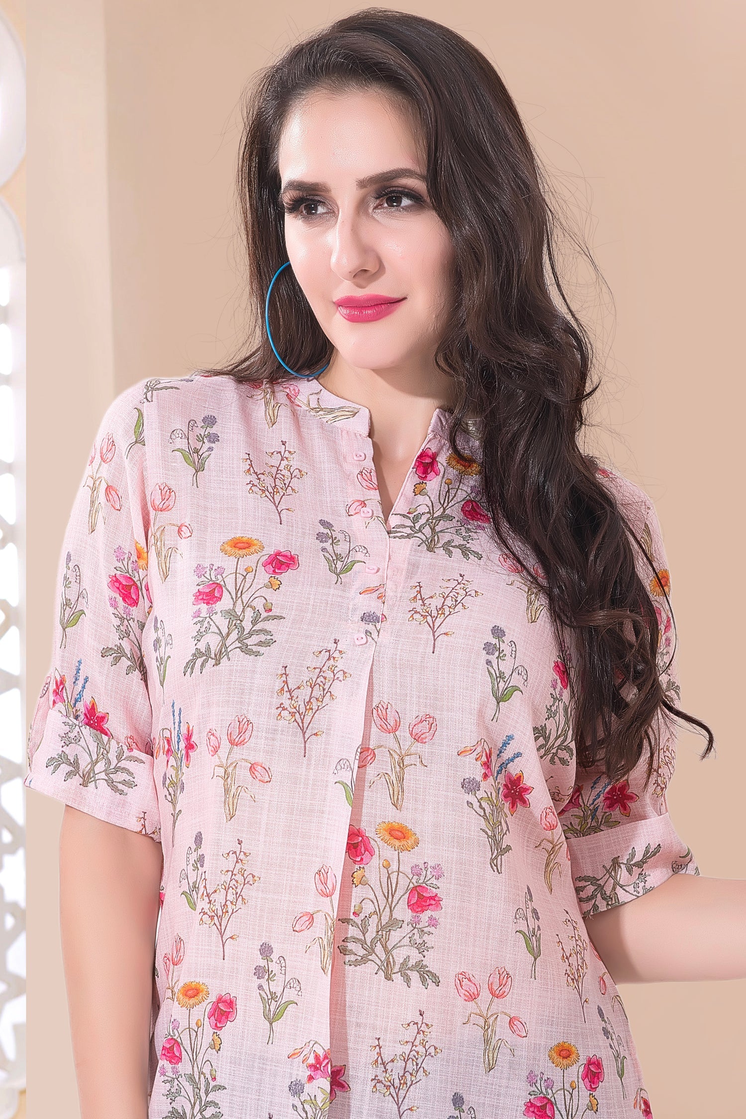Peach Colour Short Top -Short Tops- Just Salwars