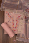 Peach Colour Silk Cotton Dress Material with Silk Dupatta -Dress Material- Just Salwars
