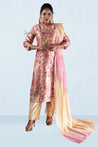Pink and Cream Colour Silk Cotton Straight Cut Salwar Suit -Salwar Suit- Just Salwars
