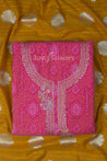 Pink and Mustard Colour Muslin Dress Material -Dress Material- Just Salwars