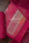 Pink and Orange Colour Organza Dress Material -Dress Material- Just Salwars