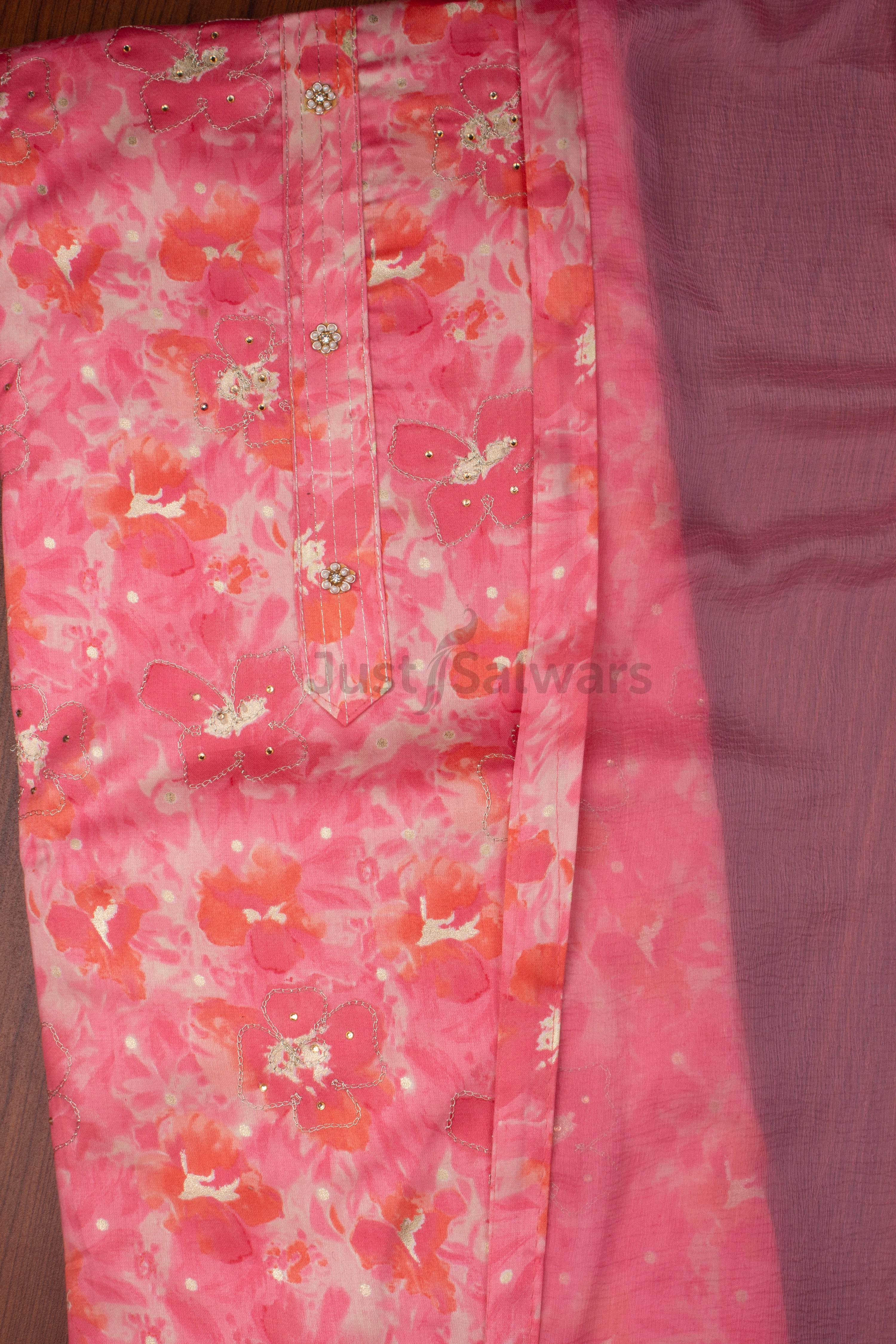 Pink Colour Dress Material -Dress Material- Just Salwars