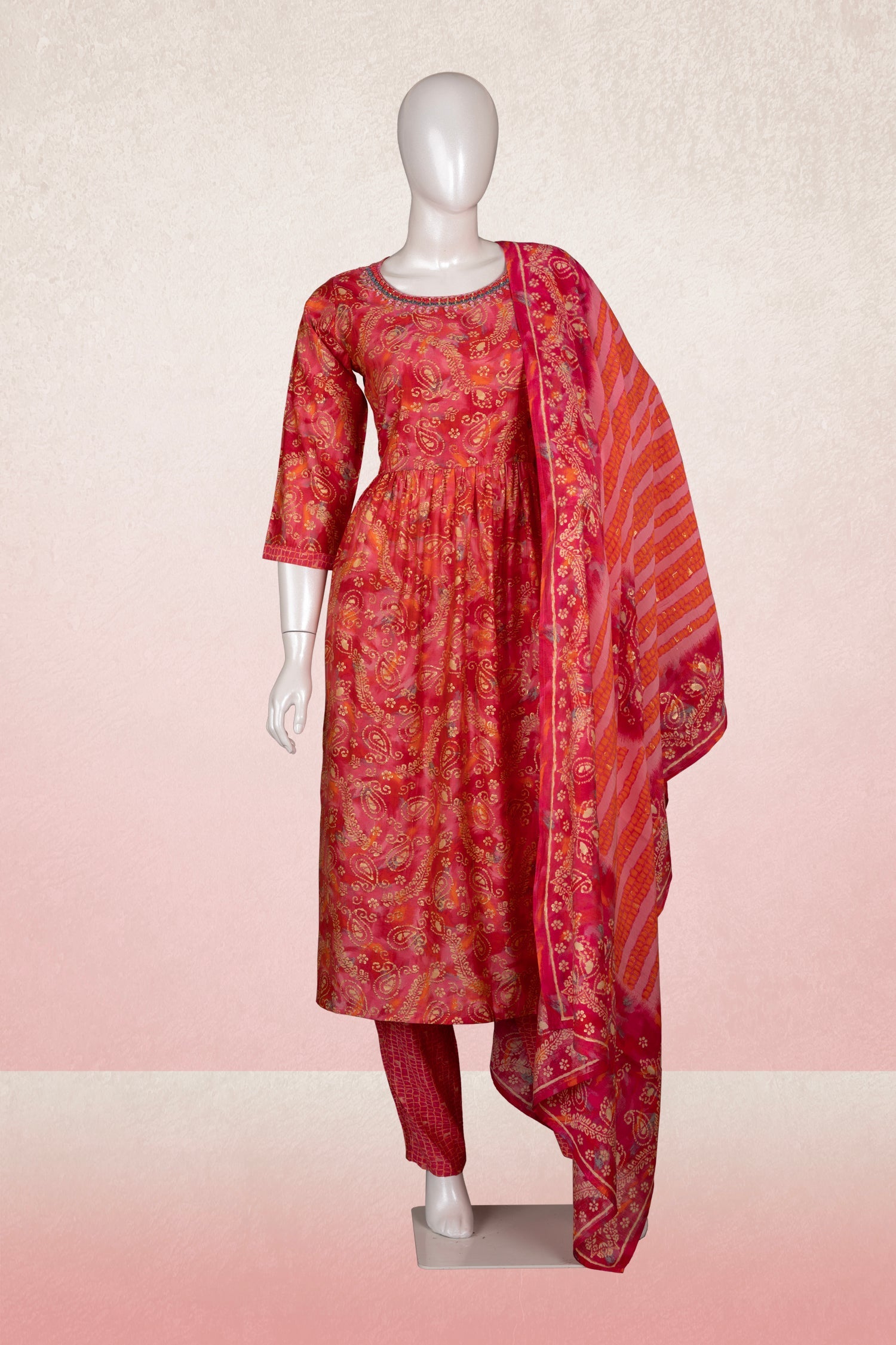 Pink Colour Straight Cut Salwar Suit -Salwar Suit- Just Salwars