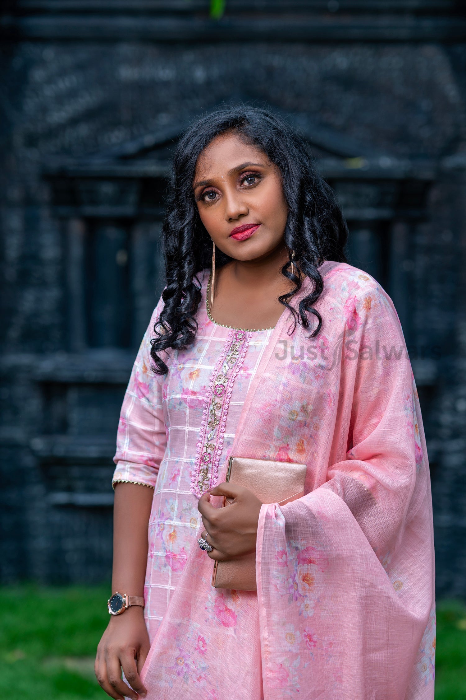 Pink Colour Unstitched Dress Material -Dress Material- Just Salwars