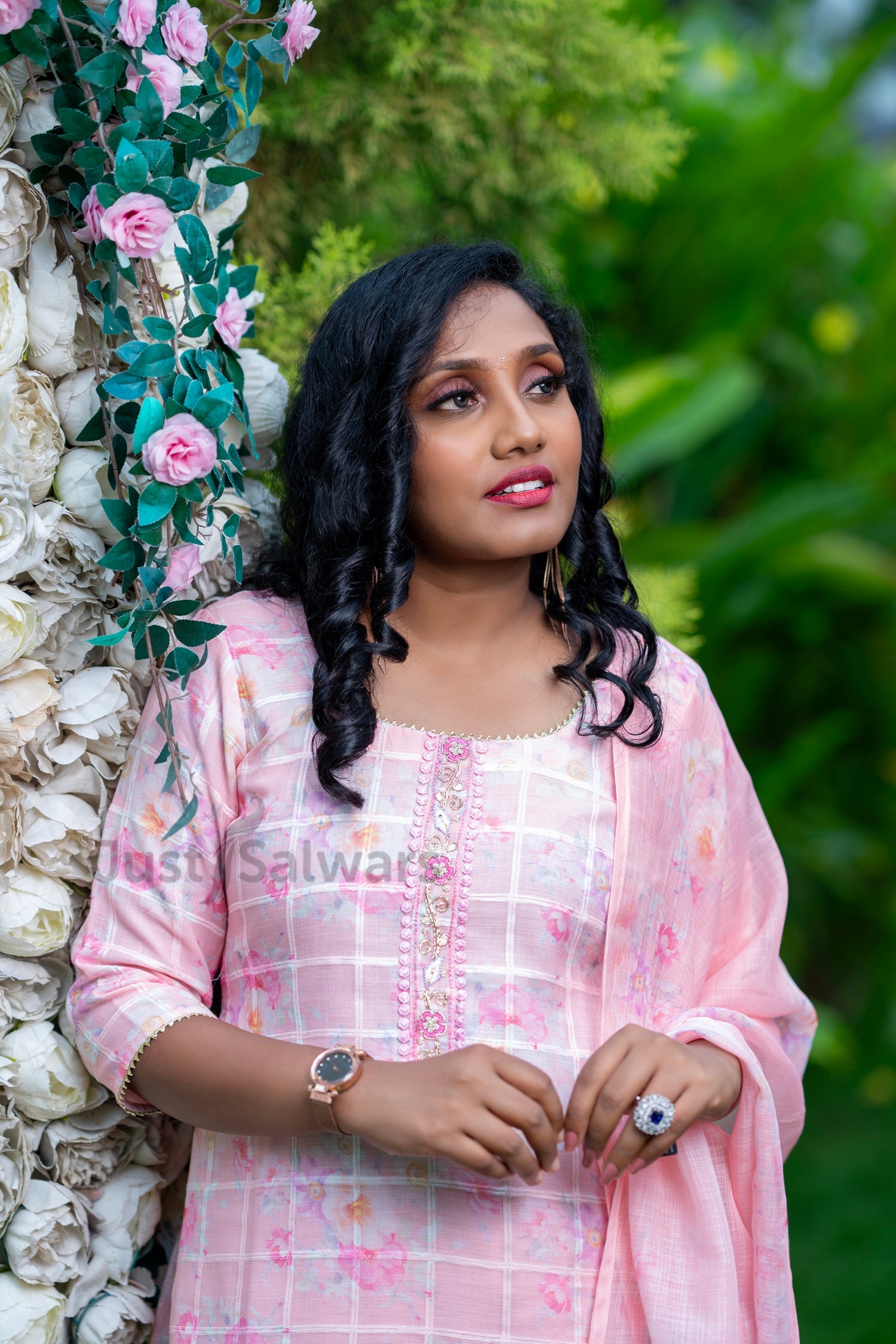 Pink Colour Unstitched Dress Material -Dress Material- Just Salwars