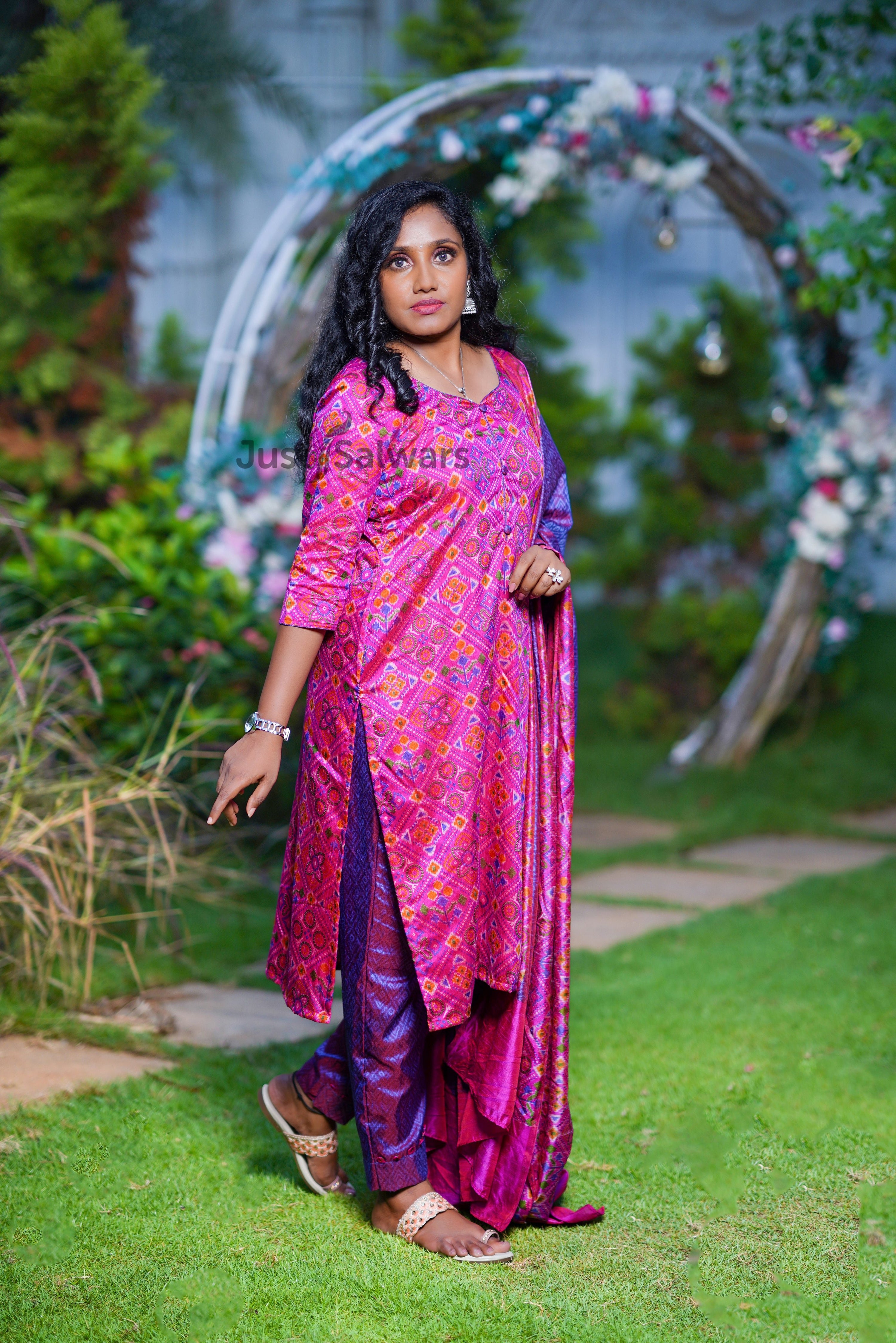 Pink Colour Unstitched Dress Material -Dress Material- Just Salwars