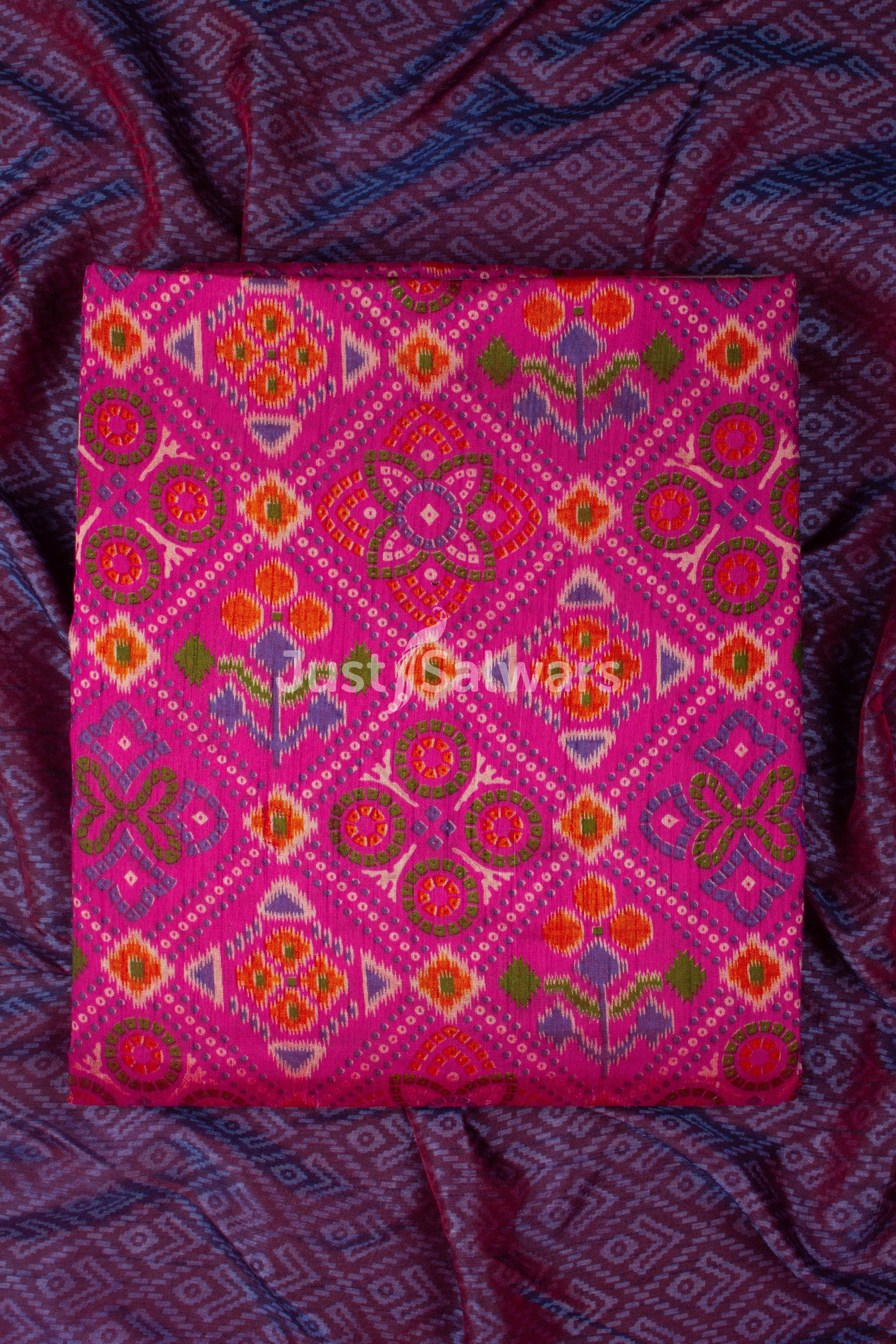 Pink Colour Unstitched Dress Material -Dress Material- Just Salwars