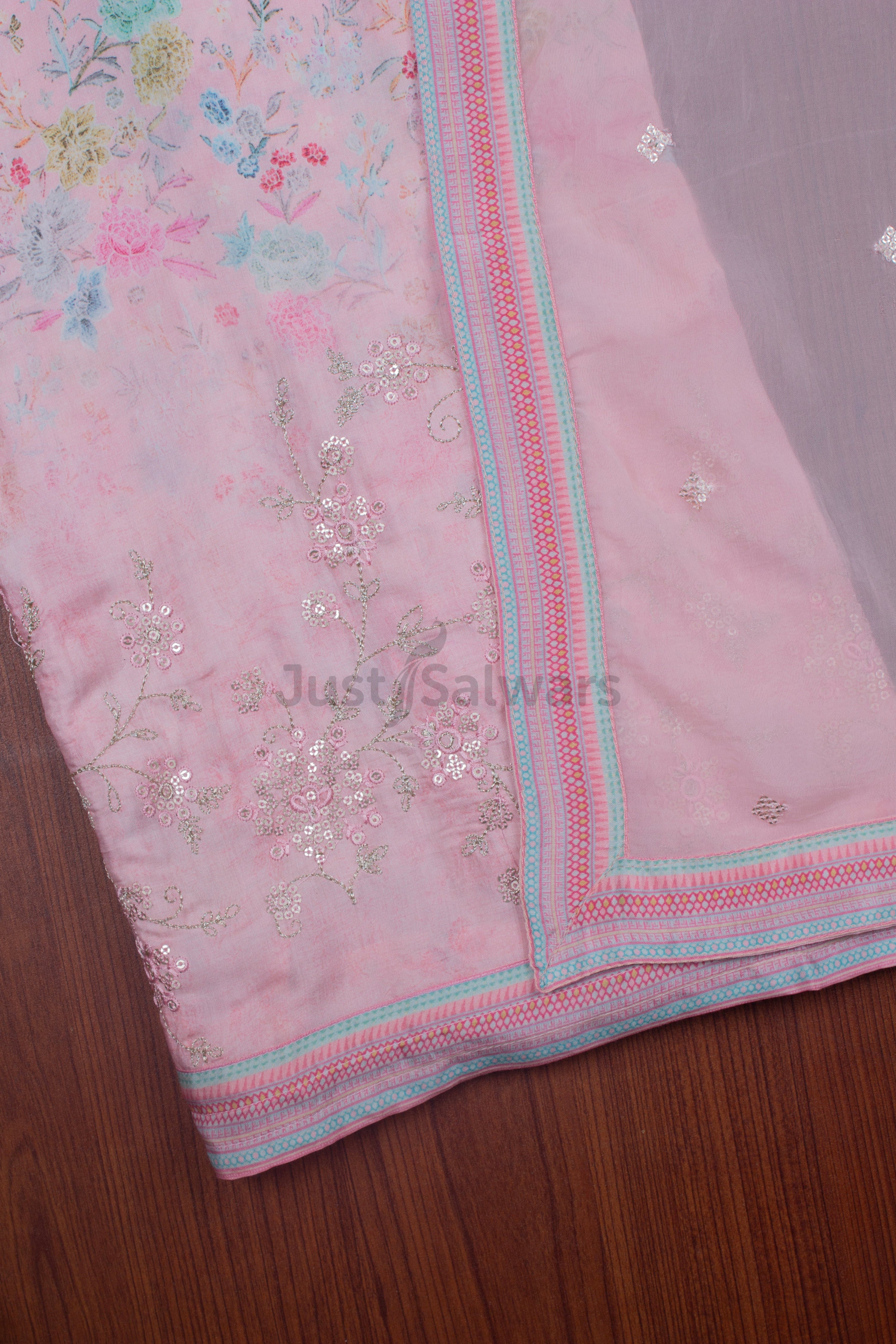 Pink Colour Unstitched Dress Material -Dress Material- Just Salwars