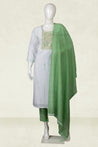 Pista Green and White Colour Straight Cut Salwar Suit -Salwar Suit- Just Salwars