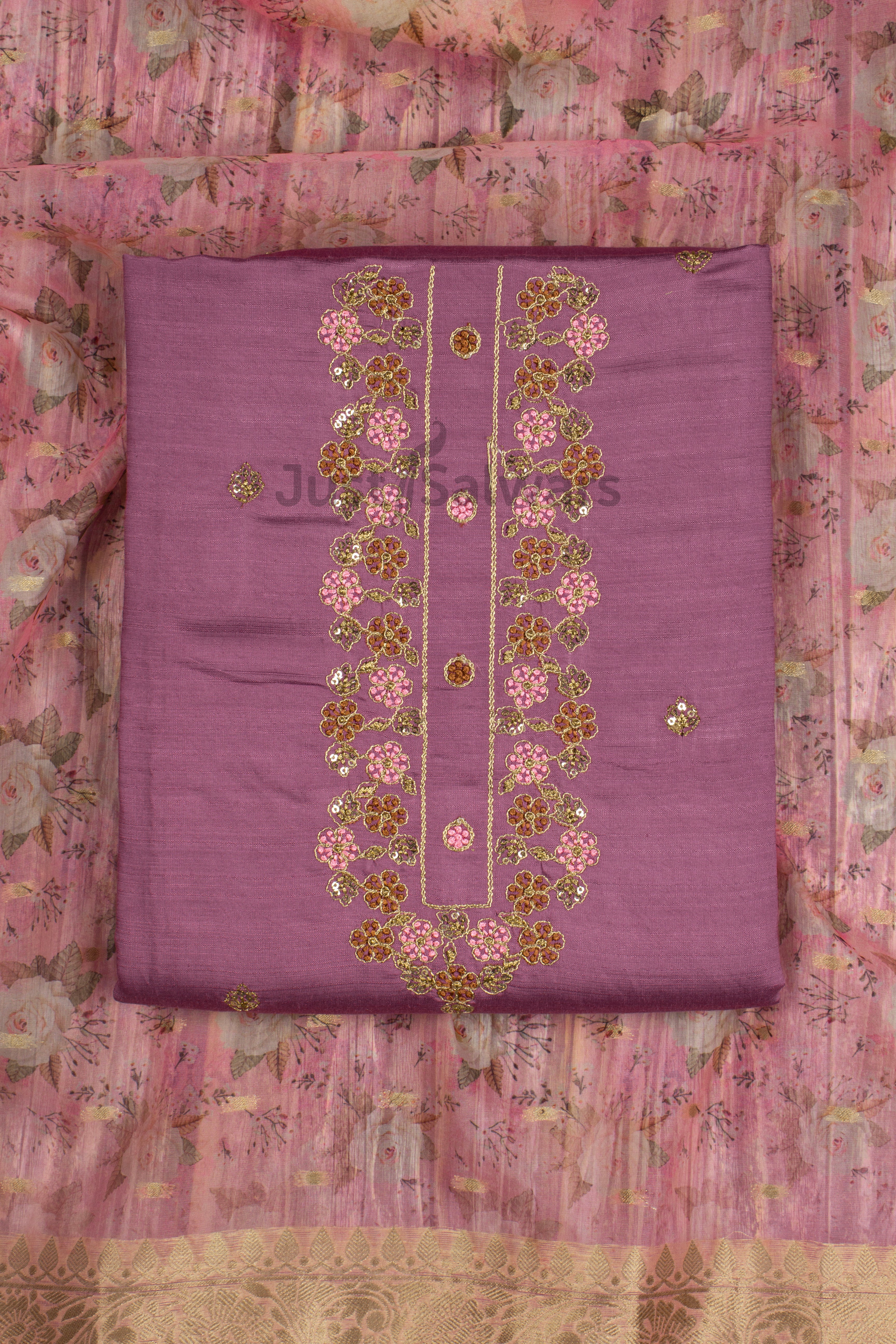 Buy Purple colour, cotton salwar kameez dupatta dress materials,  unstitched,embroidery,Bottom white colour cotton,Dupatta chiffon printed.  at Amazon.in
