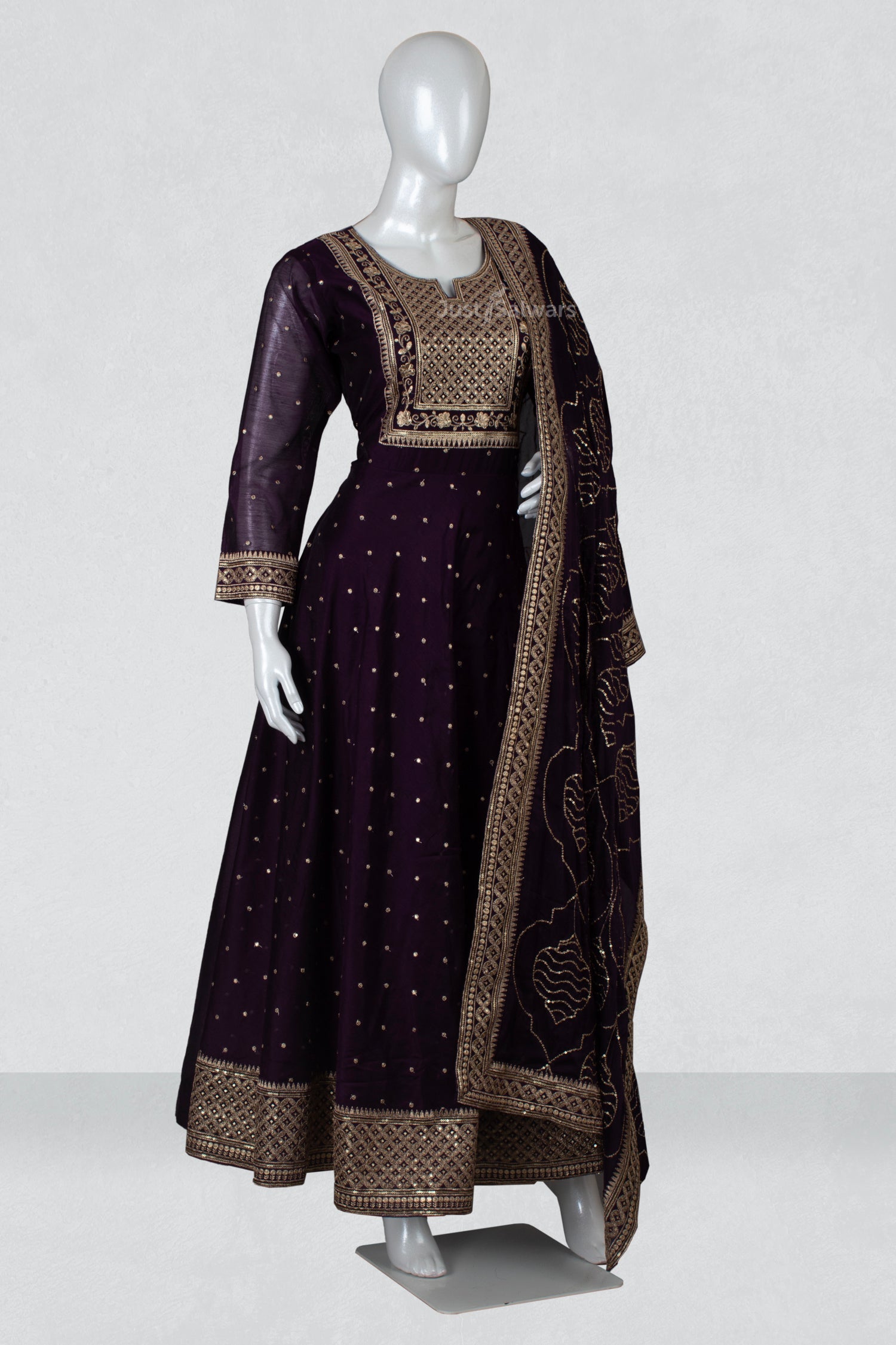 Purple Colour Anarkali Suit Set -Anarkali- Just Salwars