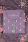 Purple Colour Muslin Dress Material with Organza Dupatta -Dress Material- Just Salwars