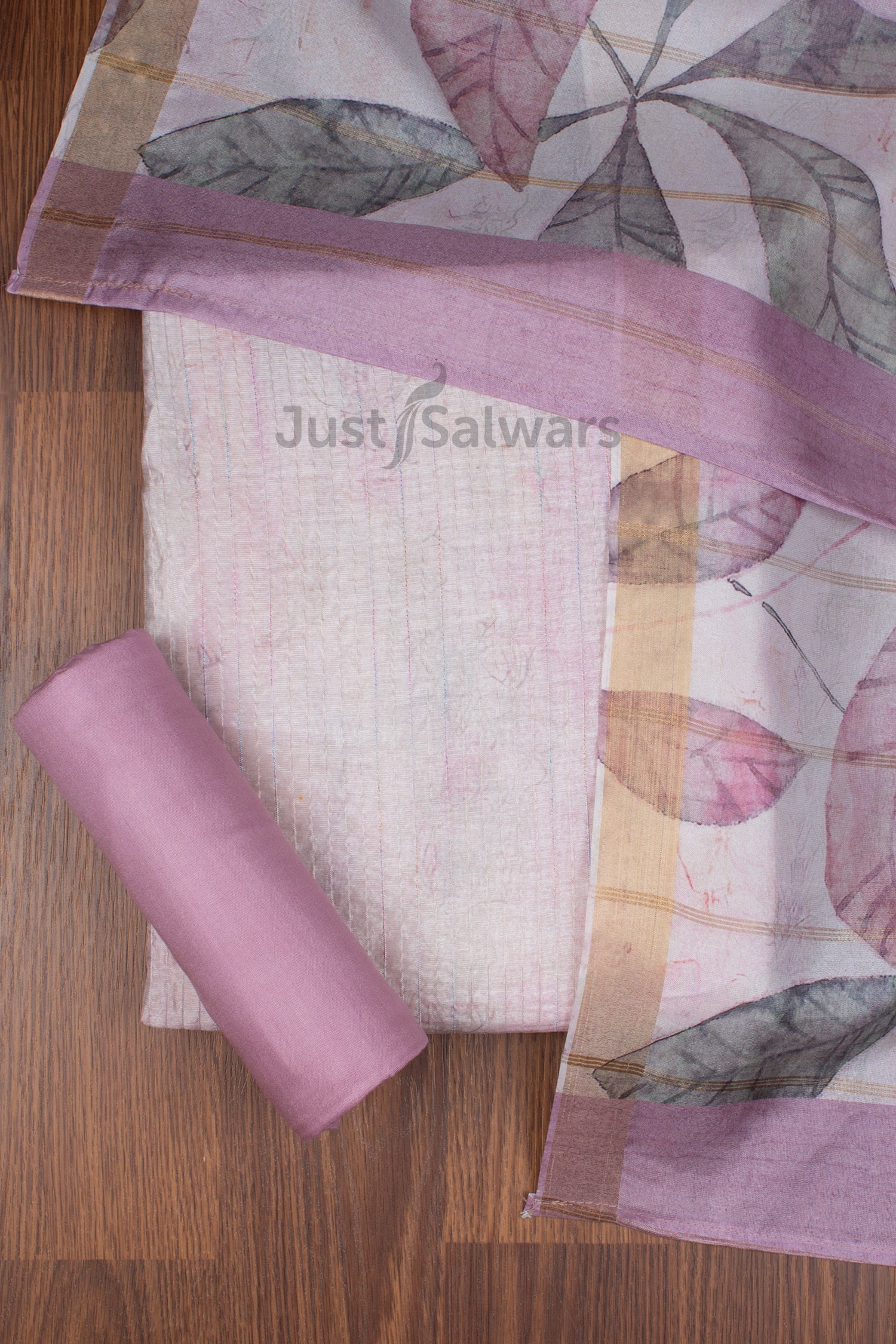 Purple Colour Silk Cotton Dress Material -Dress Material- Just Salwars