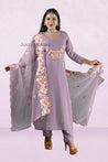 Purple Colour Silk Cotton Straight Cut Salwar Suit -Salwar Suit- Just Salwars