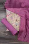Purple Colour Silk Cotton Unstitched Dress Material -Dress Material- Just Salwars