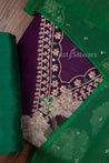 Purple Colour Soft Silk Dress Material with Chiffon Dupatta -Dress Material- Just Salwars